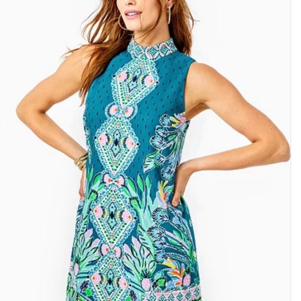 Lilly Pulitzer Brandi Shift Dress. Valencia Teal. Size 16.